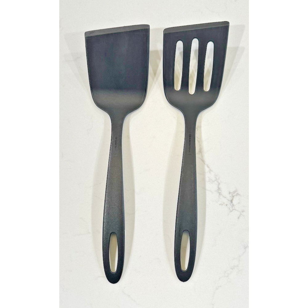 Set of 2 TRAMONTINA Slotted Spatula & Spatula Turner Brazil Black Nylon 12"